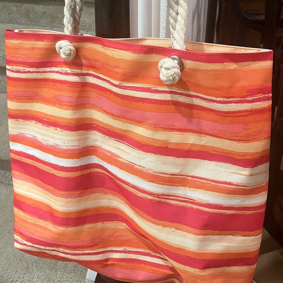 Ulta Striped Orange and Red Tote Bag - Picture 11 of 12